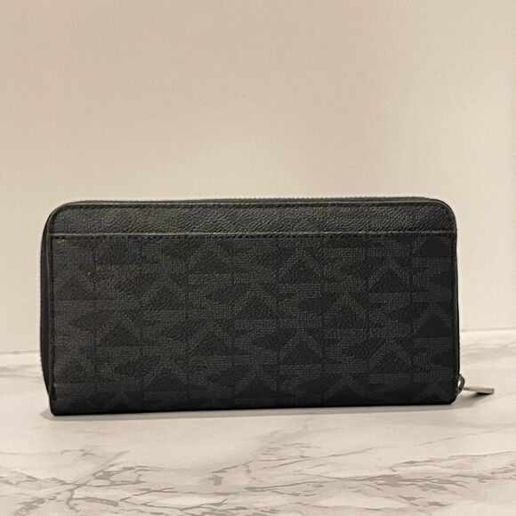 MICHAEL KORS BLACK PVC TECH TRAVEL MENS WALLET BLACK PVC LOGO WALLET NEW - Picture 2 of 6